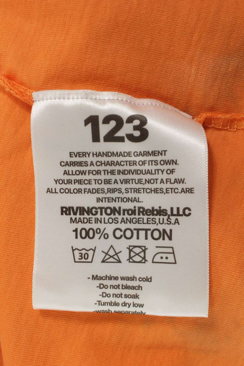 RRR123 Distressed Logo Long Sleeve Tee Orange Size M