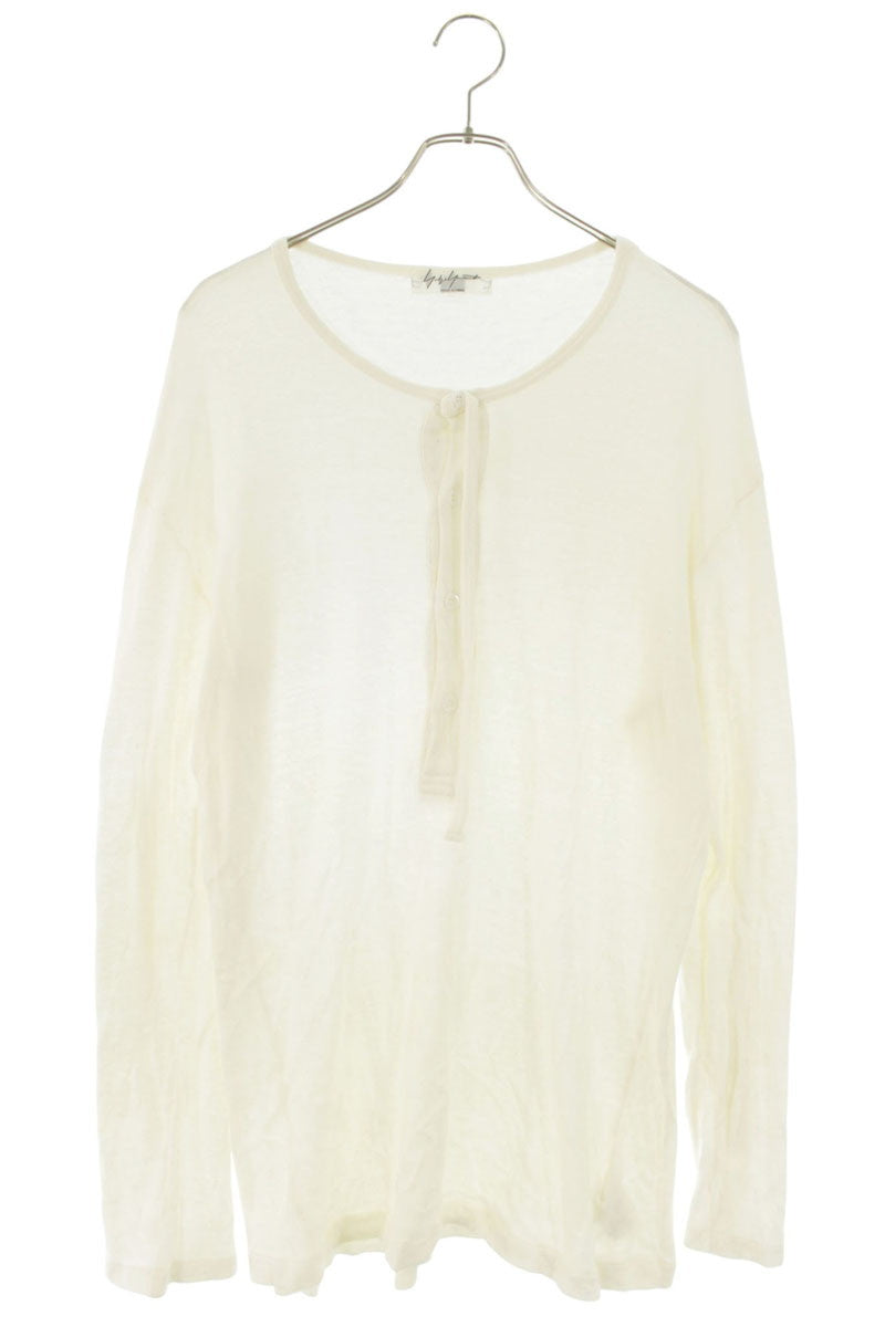 YOHJI YAMAMOTO POUR HOMME Henley Long Sleeve Top White Size L
