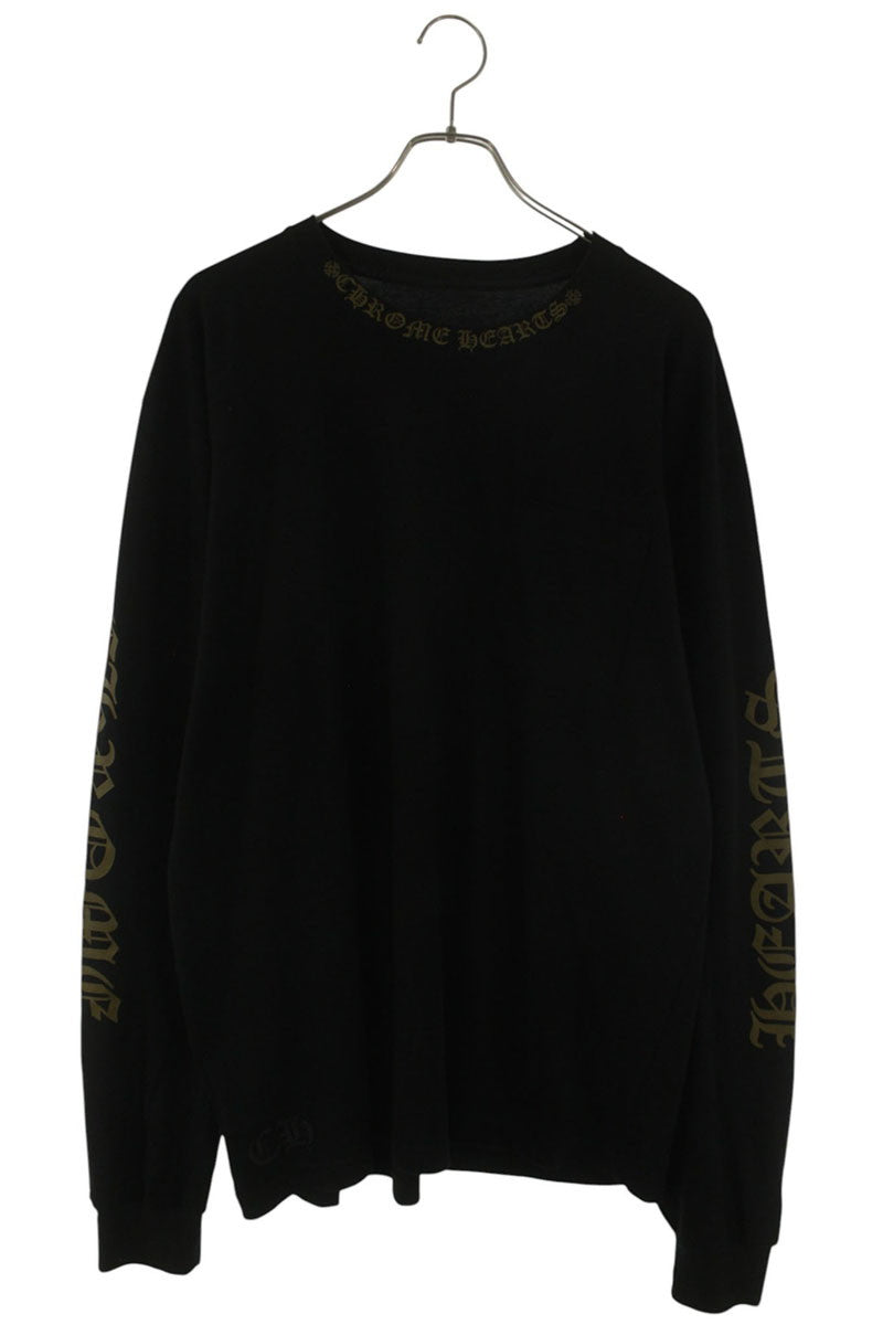 Chrome Hearts Neck Logo Print Long Sleeve Tee Black/Gold Size XL