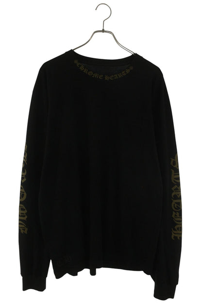 Chrome Hearts Neck Logo Print Long Sleeve Tee Black/Gold Size XL