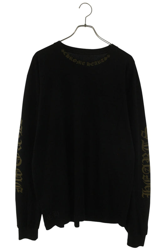 Chrome Hearts Neck Logo Print Long Sleeve Tee Black/Gold Size XL