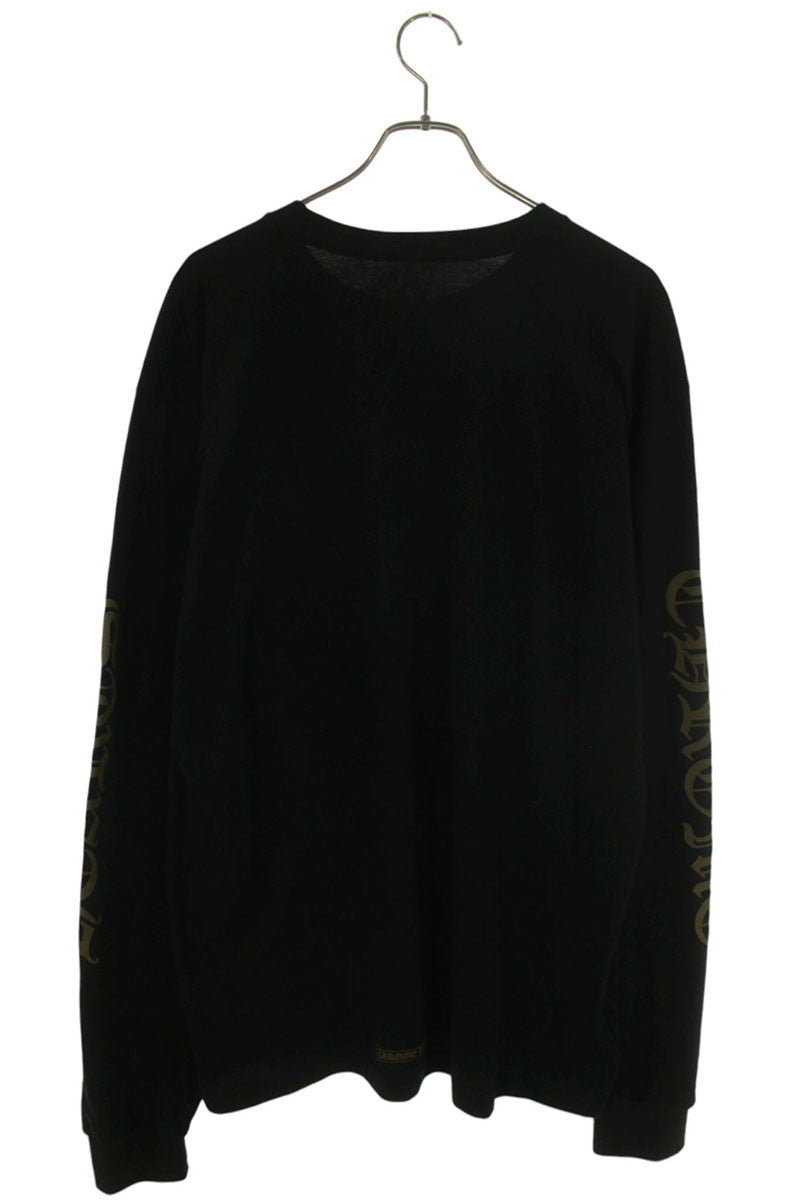 Chrome Hearts Neck Logo Print Long Sleeve Tee Black/Gold Size XL