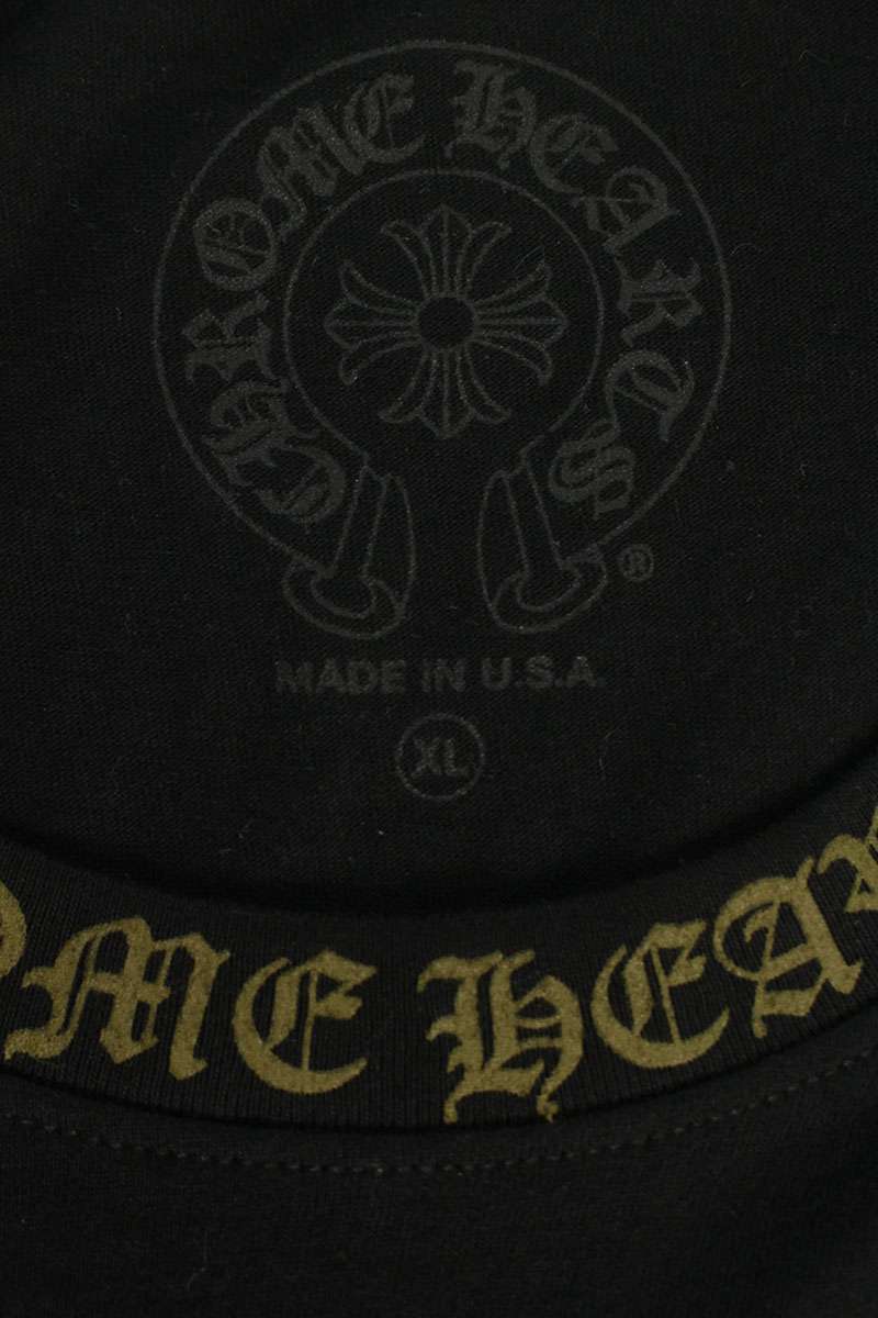 Chrome Hearts Neck Logo Print Long Sleeve Tee Black/Gold Size XL