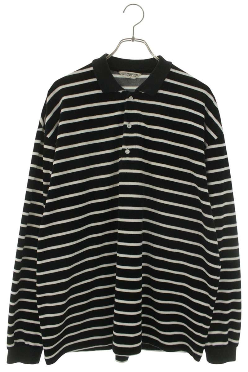 COOTIE VELOUR BORDER L S POLO Black/White Size L