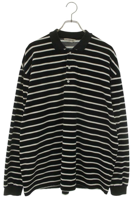 COOTIE VELOUR BORDER L S POLO Black/White Size L