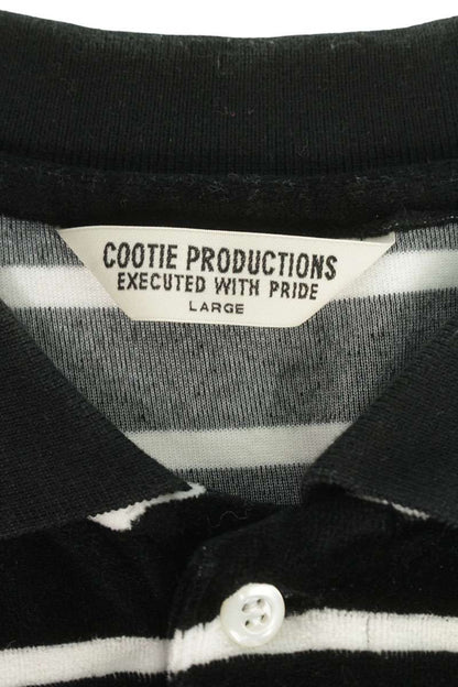 COOTIE VELOUR BORDER L S POLO Black/White Size L