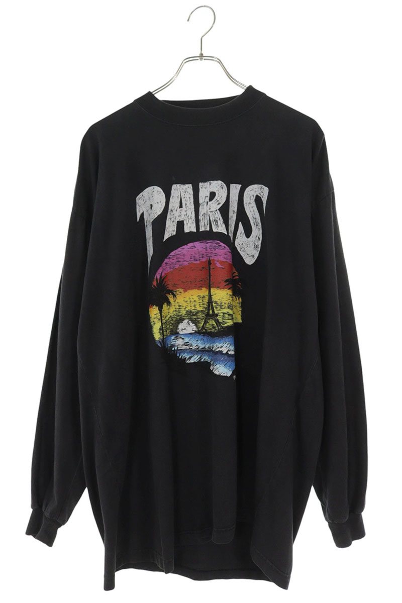 BALENCIAGA Paris Back Logo Print Long Sleeve Tee Size S