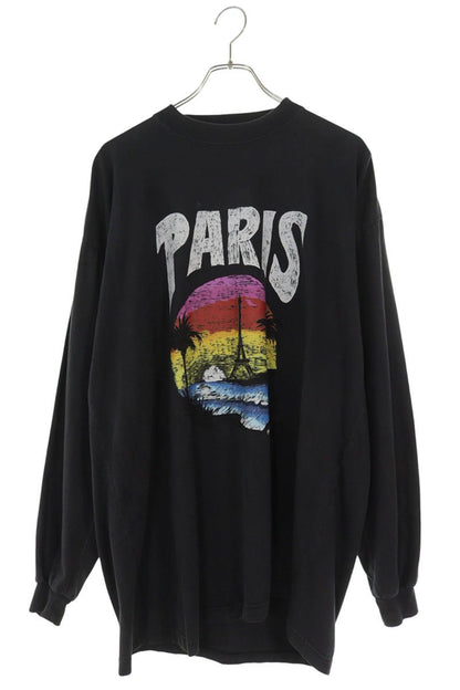 BALENCIAGA Paris Back Logo Print Long Sleeve Tee Size S