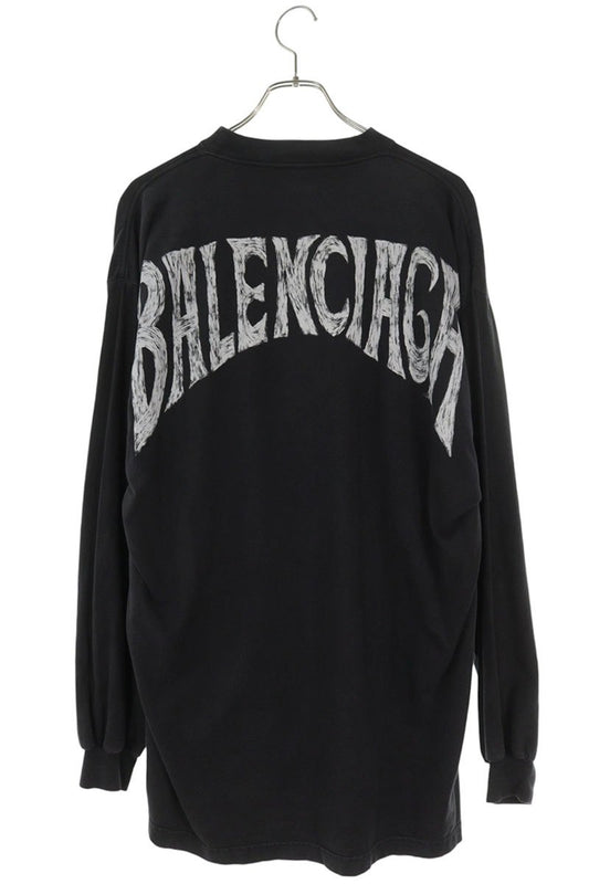 BALENCIAGA Paris Back Logo Print Long Sleeve Tee Size S