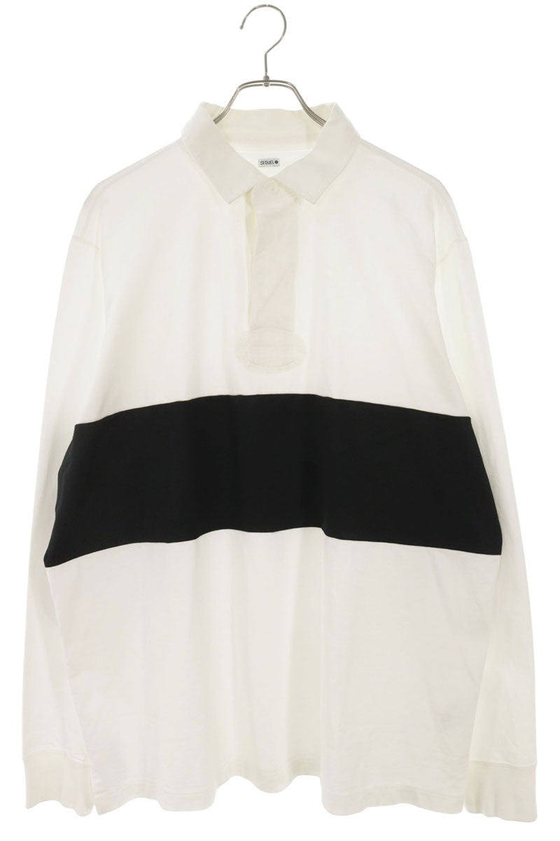 SEQUEL 25AW Logo Print Polo Long Sleeve Tee White/Black Size L
