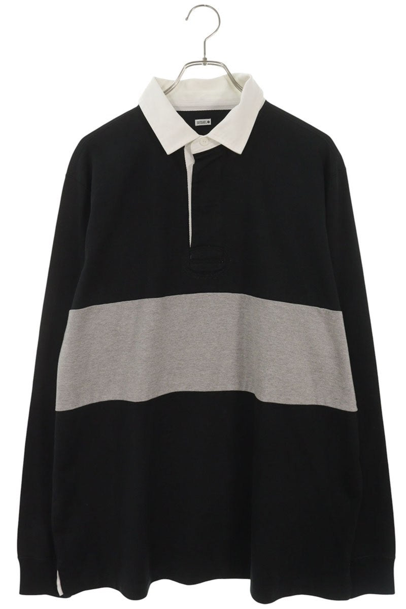 SEQUEL 25AW Logo Print Polo Long Sleeve Tee Black/Gray/White Size L