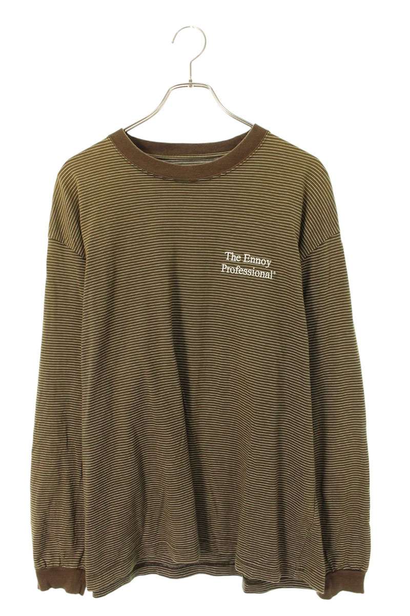 ENNOY Striped Long Sleeve Tee Khaki Size L