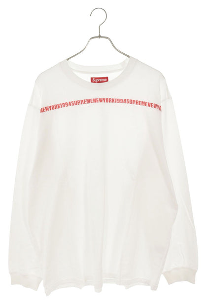 SUPREME Intarsia Stripe Logo Long Sleeve Top White/Red Size XL