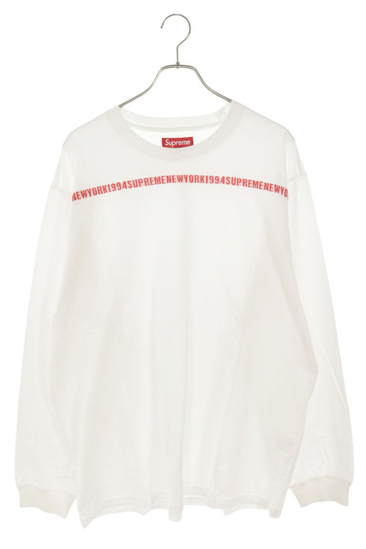 SUPREME Intarsia Stripe Logo Long Sleeve Top White/Red Size XL