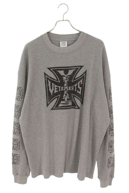 VETEMENTS Biker Cross Waffle Long Sleeve T-Shirt Gray Size S