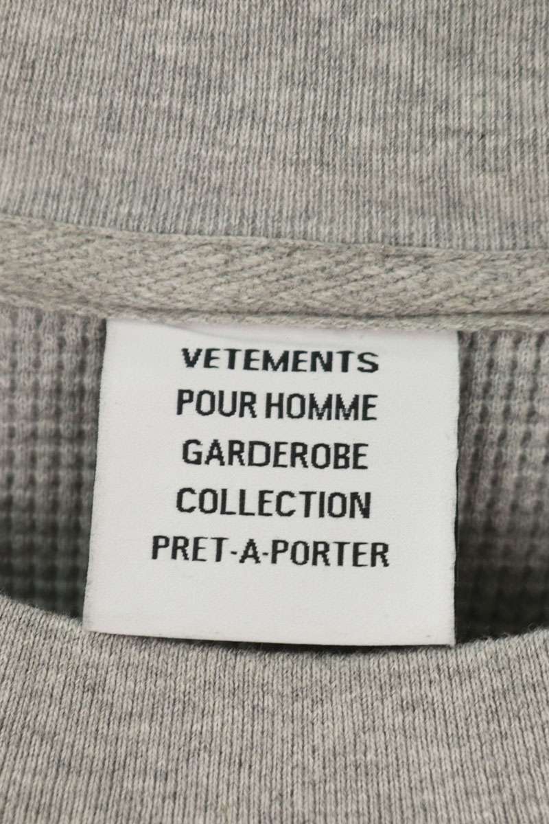 VETEMENTS Biker Cross Waffle Long Sleeve T-Shirt Gray Size S