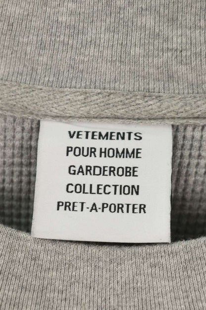 VETEMENTS Biker Cross Waffle Long Sleeve T-Shirt Gray Size S