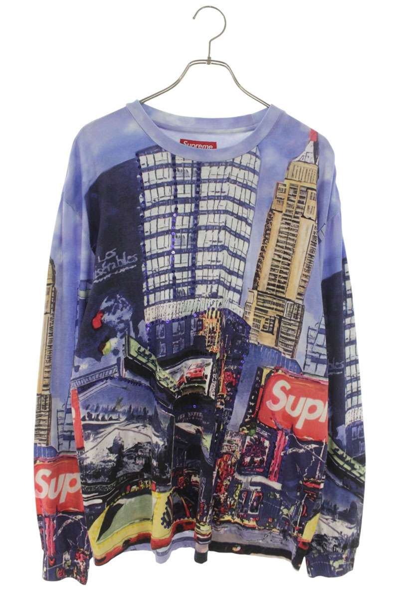 SUPREME 25SS Skyline Sequin Long Sleeve Top Purple Size M