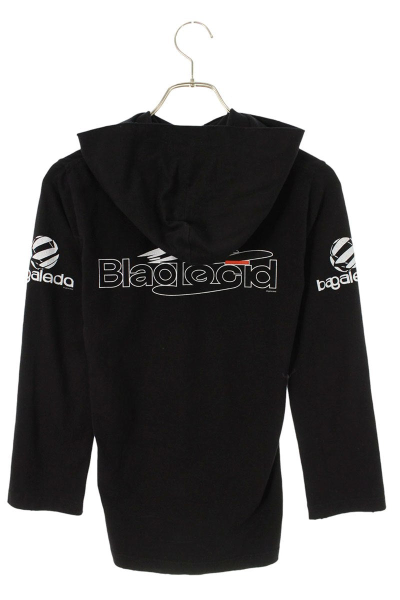 BALENCIAGA Hooded Logo Print Long Sleeve Top Size S