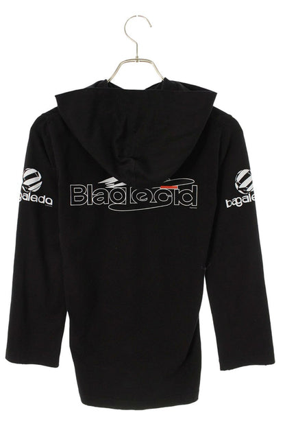 BALENCIAGA Hooded Logo Print Long Sleeve Top Size S