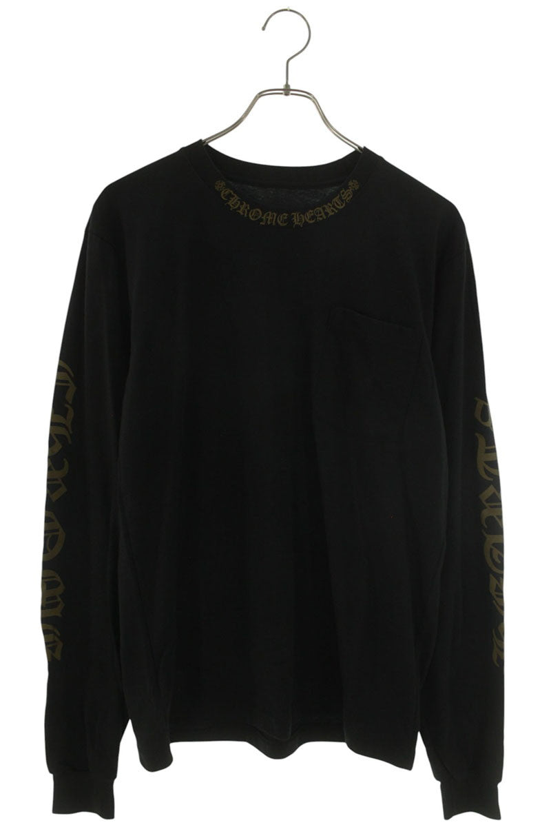 Chrome Hearts Neck Logo Print Long Sleeve Tee Black/Gold Size M
