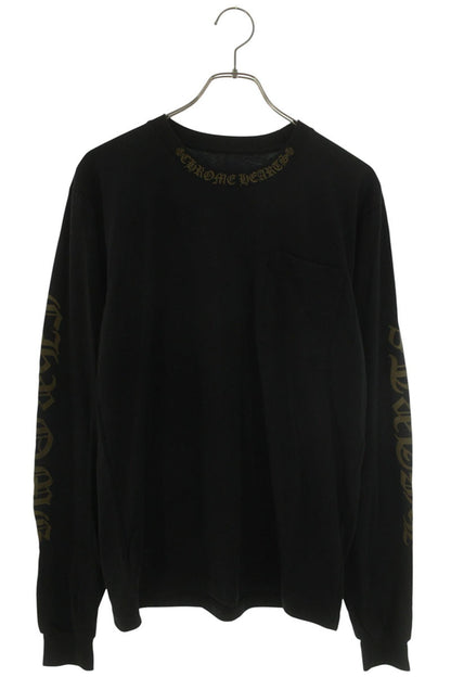 Chrome Hearts Neck Logo Print Long Sleeve Tee Black/Gold Size M