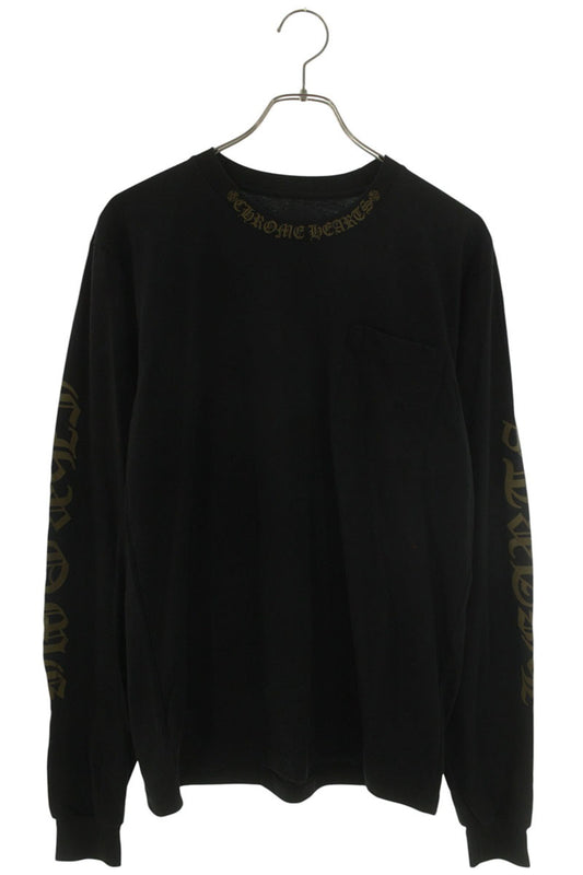 Chrome Hearts Neck Logo Print Long Sleeve Tee Black/Gold Size M