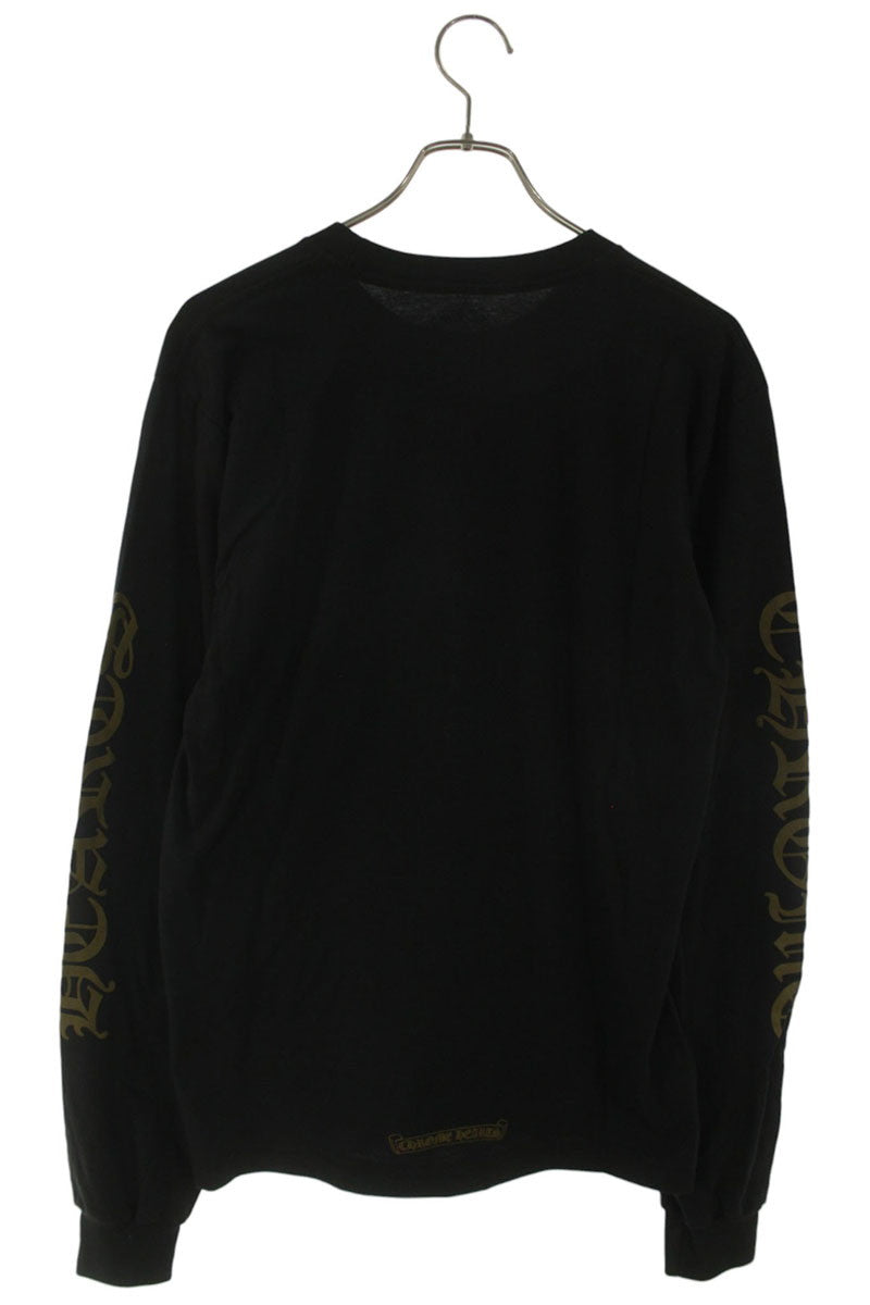 Chrome Hearts Neck Logo Print Long Sleeve Tee Black/Gold Size M