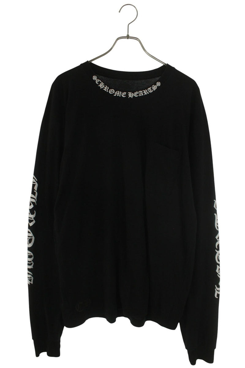 Chrome Hearts Neck Logo Print Long Sleeve Tee Black Size XL