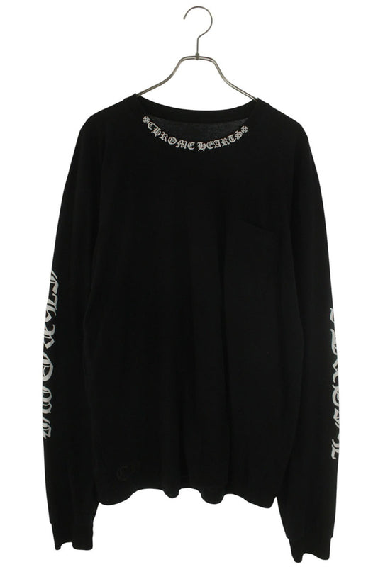 Chrome Hearts Neck Logo Print Long Sleeve Tee Black Size XL