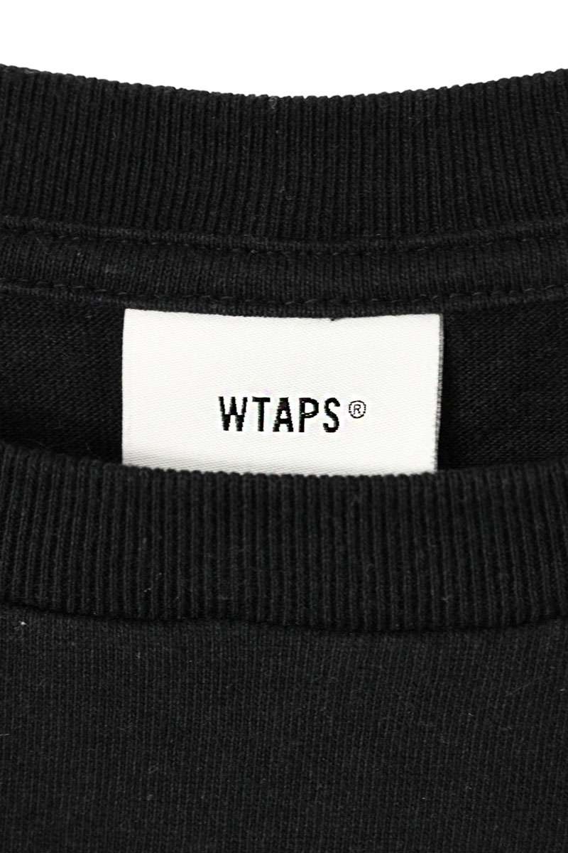 WTAPS College Logo Print Long Sleeve Tee Black Cotton Size S