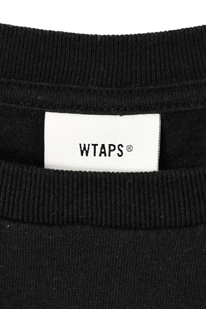 WTAPS College Logo Print Long Sleeve Tee Black Cotton Size S