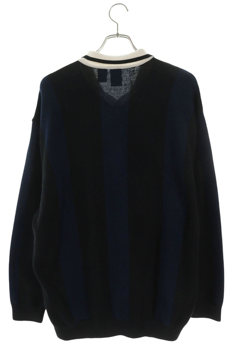 adidas Knit Polo Long Sleeve Top Black Navy Size L