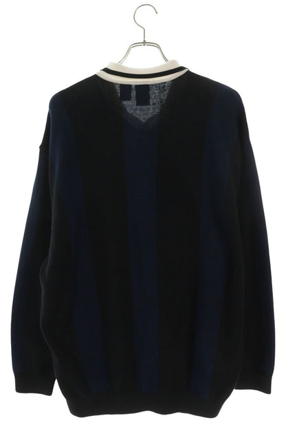 adidas Knit Polo Long Sleeve Top Black Navy Size L