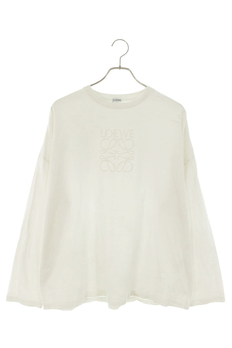 LOEWE Anagram Embroidered Loose Fit Long Sleeve Tee White Size M