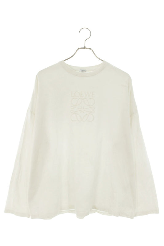 LOEWE Anagram Embroidered Loose Fit Long Sleeve Tee White Size M