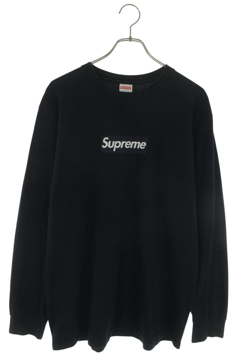 SUPREME 20AW Box Logo Long Sleeve Tee Cotton Blue Size M