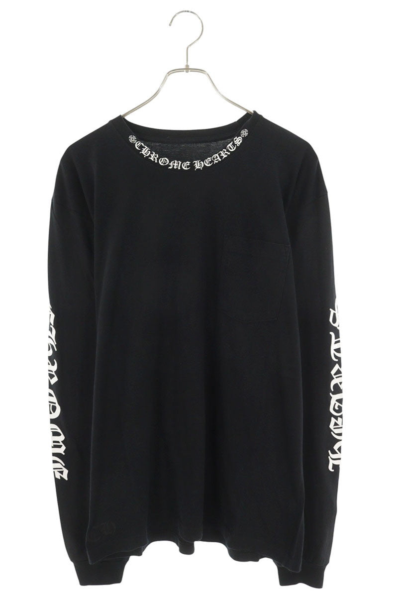Chrome Hearts Neck Logo Print Long Sleeve Tee Cotton Size XL
