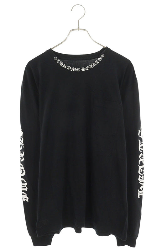 Chrome Hearts Neck Logo Print Long Sleeve Tee Cotton Size XL
