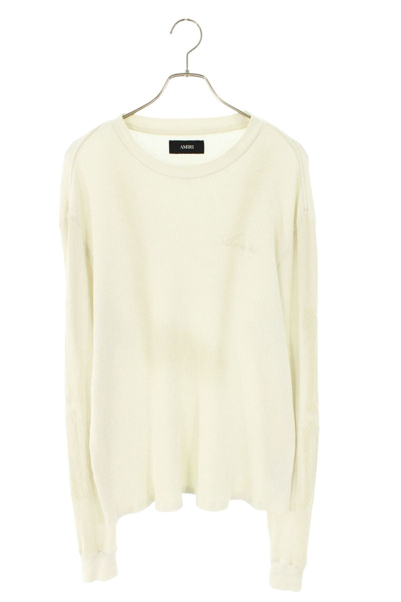 AMIRI BONES Embroidered Logo Waffle Long Sleeve Tee White Size S
