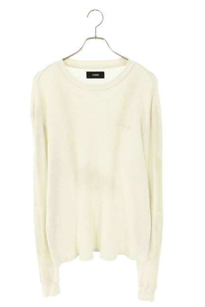 AMIRI BONES Embroidered Logo Waffle Long Sleeve Tee White Size S