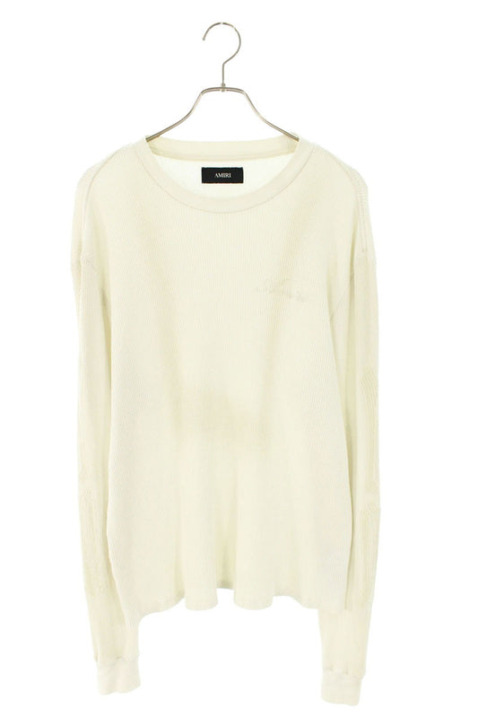 AMIRI BONES Embroidered Logo Waffle Long Sleeve Tee White Size S
