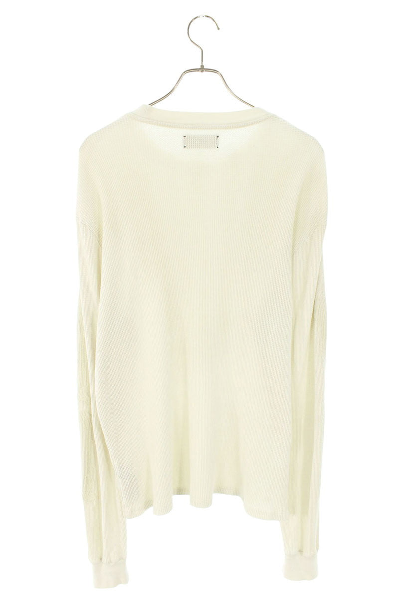 AMIRI BONES Embroidered Logo Waffle Long Sleeve Tee White Size S