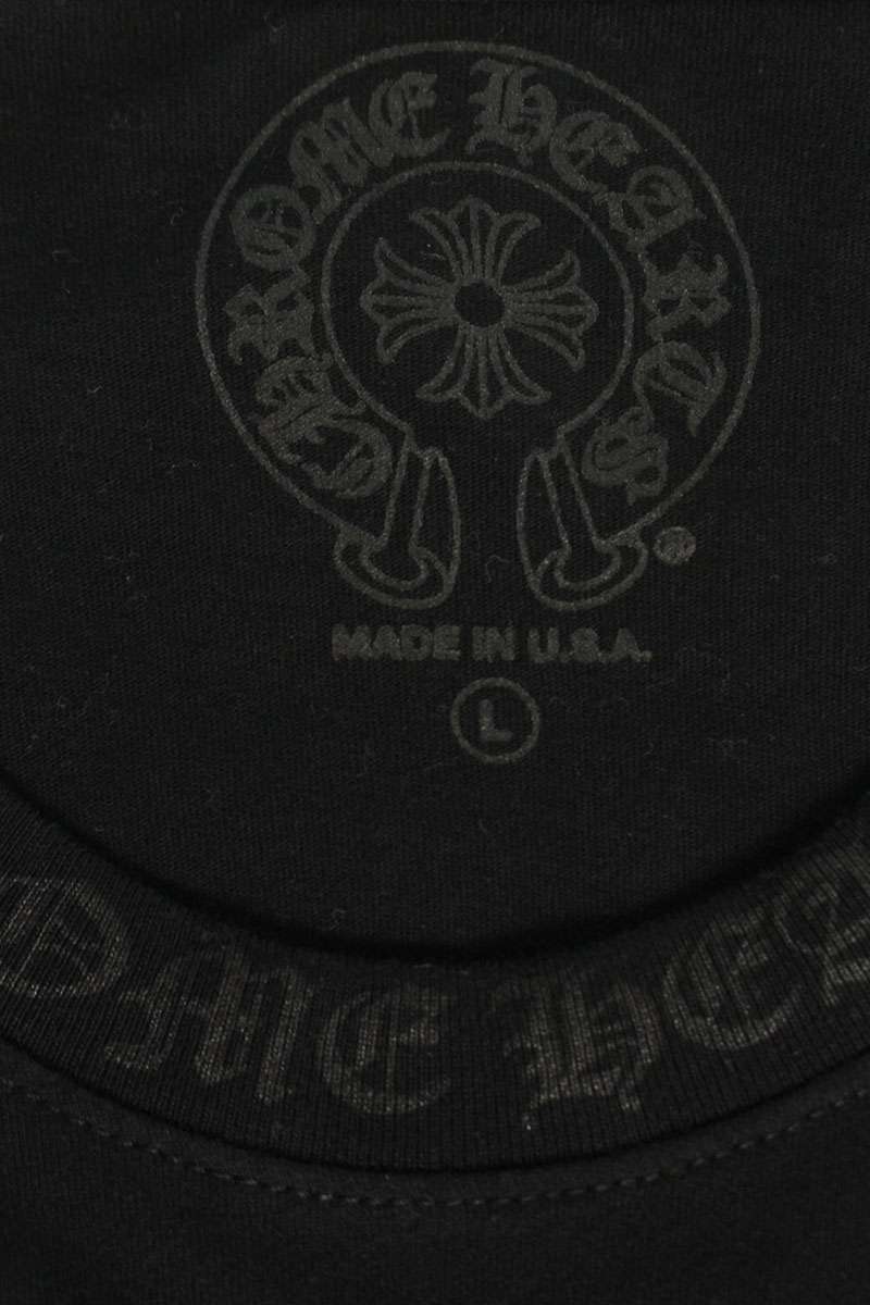 Chrome Hearts Black Neck Logo Cotton Long Sleeve Tee Size L