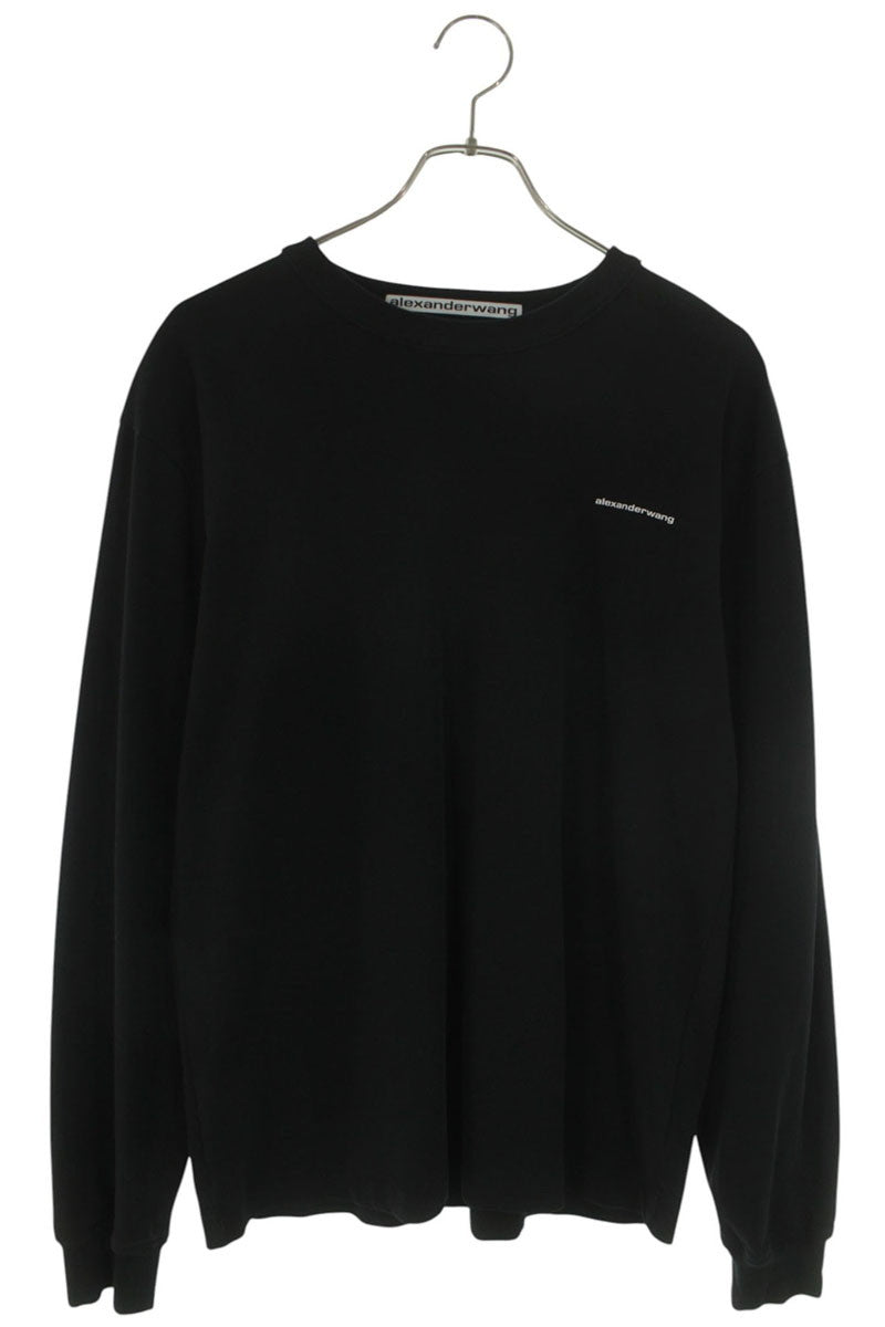 ALEXANDER WANG Logo Print Long Sleeve Black Cotton Size S