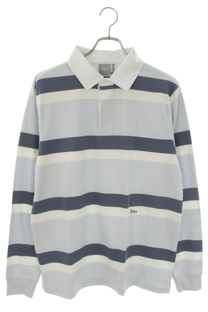 DIOR SS26 Logo Embroidered Stripe Polo Top Multi Size M