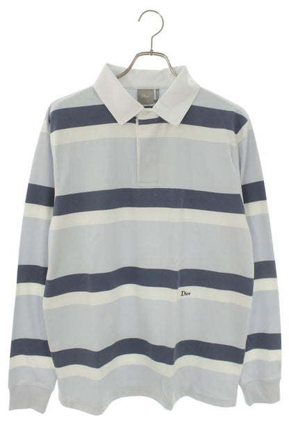 DIOR SS26 Logo Embroidered Stripe Polo Top Multi Size M