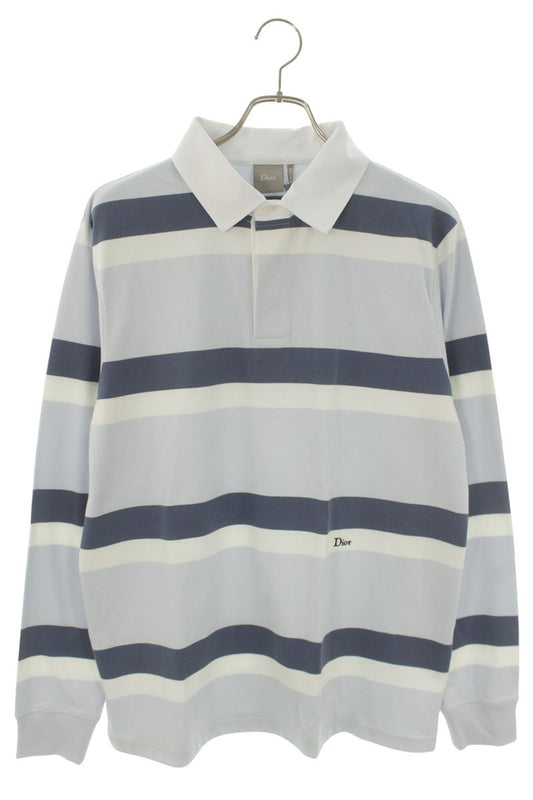DIOR SS26 Logo Embroidered Stripe Polo Top Multi Size M