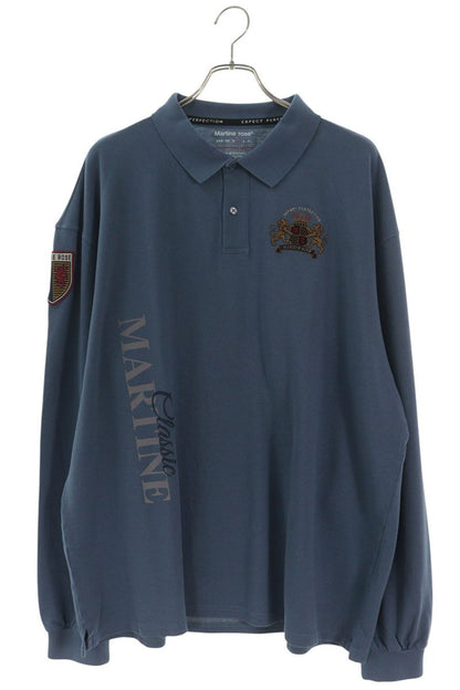 MARTIN ROSE 26SS Back Number Patch Long Sleeve Polo Navy Size L