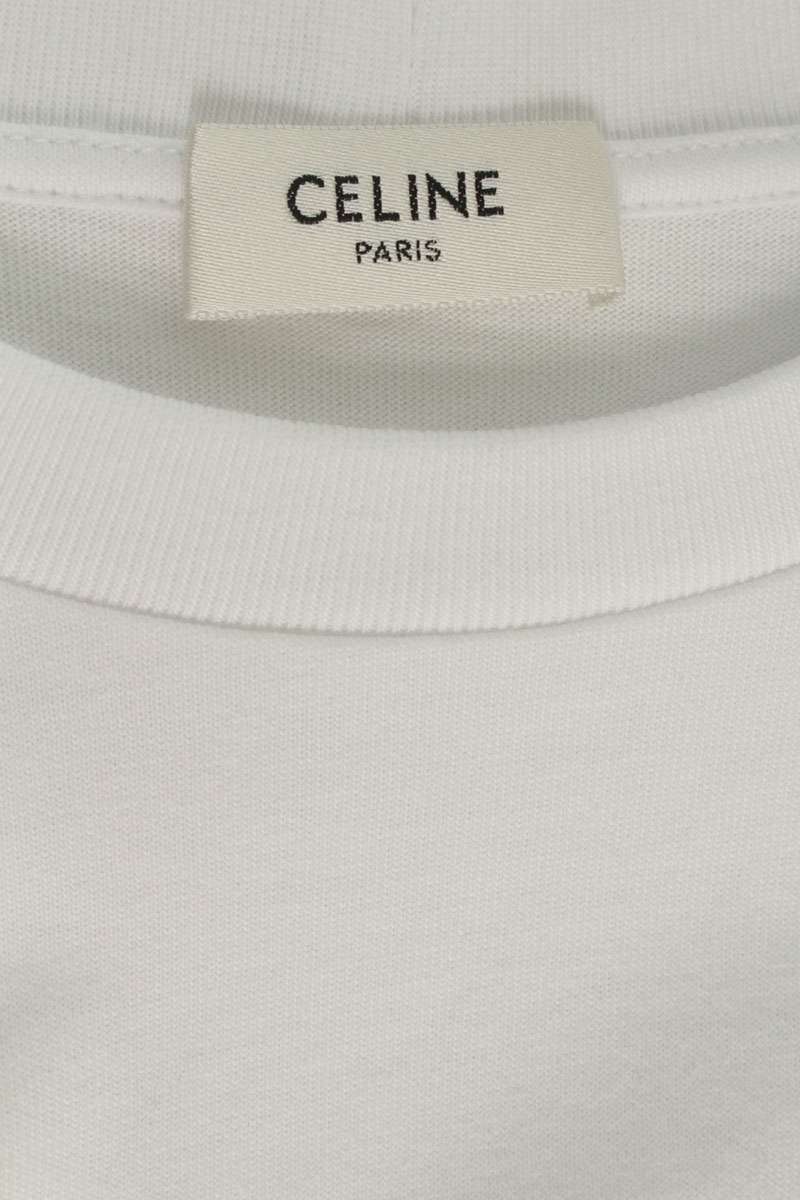 CELINE 26SS Triomphe Embroidered Long Sleeve Tee White Size S